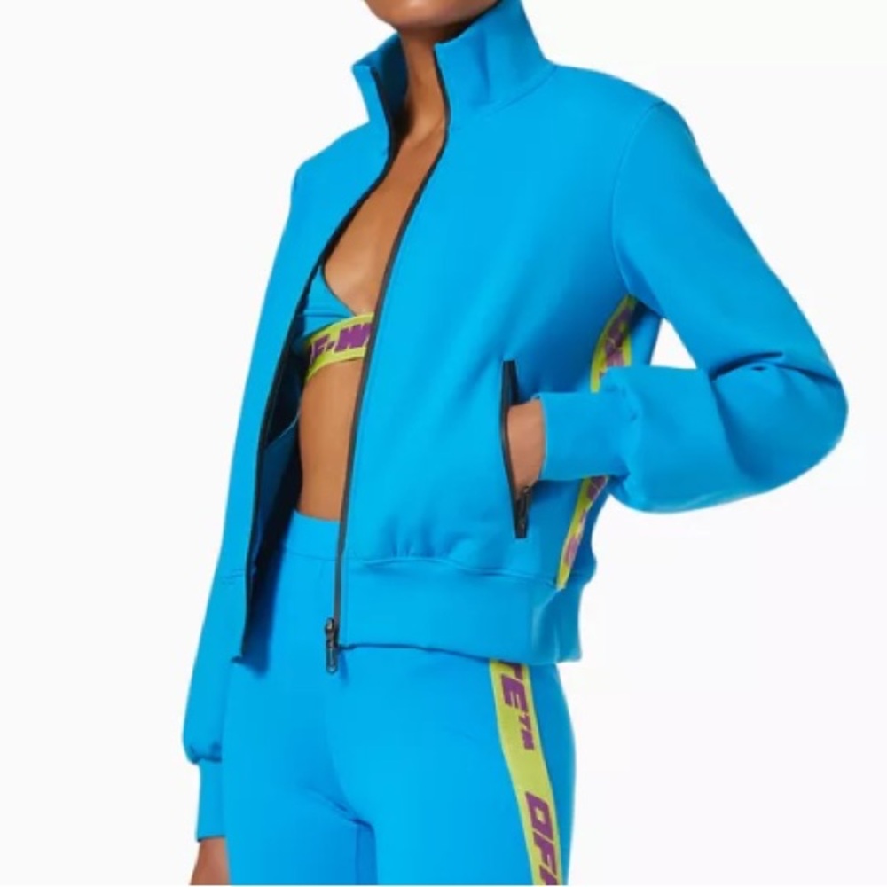 Off white blue zip jacket. Brand new with tags.